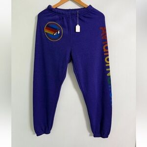 NWT Aviator Nation Malibu CA Logo Signature Sweatpants Purple Womens Small